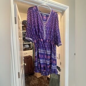 Spell Purple Floral Mini playdress   with Pink & Blue Accents